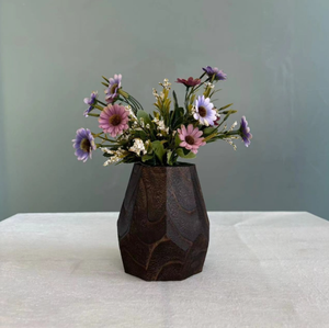 Jarrón de Madera Octagonal Hecho a Mano, Estilo Minimalista Moderno, con Textura Vintage, Decorativo, para Mesa - Product Image 5