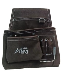 Pochette de ceinture à outils en cuir robuste |   Sac à outils pour électricien |   Organisateur d'outils de charpentier multi-poches avec crochet en métal - Product Image 1