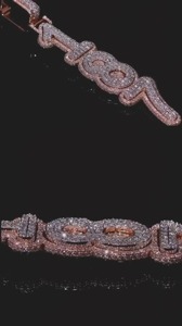 Colgante de Lujo Personalizado con Número de la Suerte, Estilo Hip Hop Vertical, Moissanita Auténtica, Plata 925, Dos Tonos, Certificado - Product Image 3