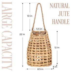 Handmade Water Hyacinth <b>Wall</b> Hanging Natural Wicker Holder Decorative <b>Storage</b> <b>Basket</b> for Home Entryway and Indoor Decoration - Product Image 5