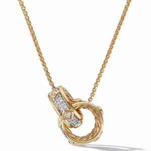 Collar con Colgante de Diamantes en Oro Sólido de 18K, Diseño Minimalista de Lazo, Cadena de Serpiente, Unisex, para Uso Diario - Product Image 2