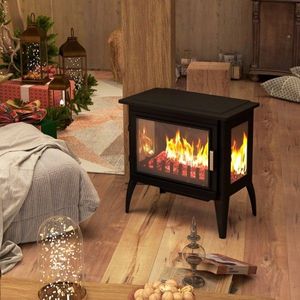 Caminetto Elettrico Autoportante da 24 Pollici con Fiamma Realistica, 1000W/1500W, Temperatura Regolabile, Nero - Per Uso Domestico - Product Image 1