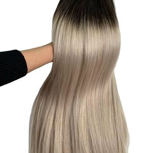 Venta al por mayor a granel para Ombre teñido Remy extensiones de cabello humano fuente de alta virgen recto trenzado trama paquetes - Product Image 1