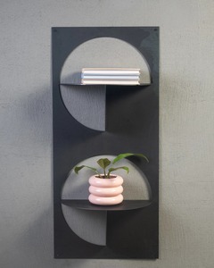 Étagère murale moderne à double niveau en métal noir avec revêtement en poudre, étagère flottante minimaliste pour le rangement dans le salon - Product Image 2