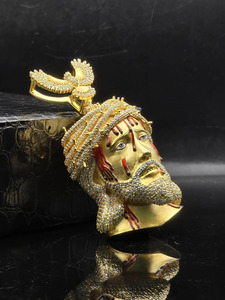 Colgante Religioso con Rostro de Cristo, Incrustaciones de Diamantes Cultivados en Laboratorio, Chapado en Oro, Plata 925, Estilo Hip Hop, Amuleto para Ceremonias Cristianas, Unisex - Product Image 5