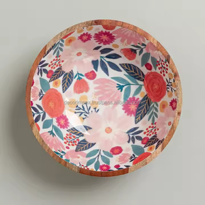 Bol en bois imprimé émaillé au design moderne Fabricant de bol de service en bois fait à la main nouveau design Exportateur en gros - Product Image 1