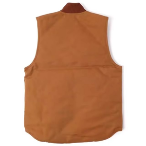Chaleco de trabajo sin mangas para hombre, transpirable, personalizado, con forro acolchado de invierno, estilo cargo, de lona tejida lavada, para uso urbano - Product Image 2