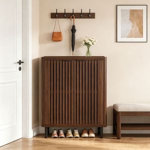 Mobiletto Portascarpe Moderno in MDF con Stabilità Regolabile e Piedini, Salvaspazio per Soggiorno, Stile Semplice e Rustico - Product Image 4