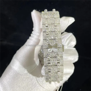 Durable Luxury 41mm Moissanite <b>Watch</b> for Men Two Tone Dial Glass Wristwatch Iced Hip Hop Style High Quality <b>Rubber</b> Strap Direct - Product Image 6