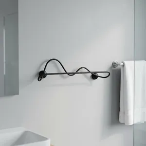 Toallero Metálico de Diseño Moderno, Soporte de Pared para Toallas de Baño, Negro Mate, Organizador Decorativo para Decoración del Hogar - Product Image 5
