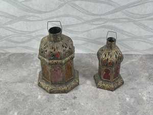 Brass & Red Glass Lantern | Handmade Engraved <b>Candle</b> Lantern | Ramadan Eid Islamic Decor | Small <b>Large</b> or Set of 2 - Product Image 4