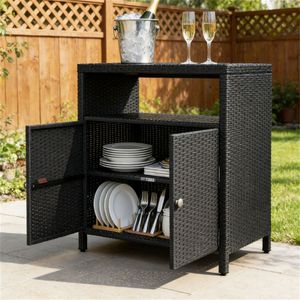 Armadio Nero da Esterno con Ripiani, Pratico per l'Organizzazione di Asciugamani - Product Image 1