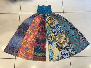 Pantalon palazzo en soie de haute qualité pour femmes, pantalon bohème hippie en soie, pantalon à patchwork assorti aléatoirement - Product Image 2