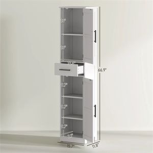 Armadio Bianco e Mobiletto per Bagno, Pratici Scaffali per Bagno - Product Image 6