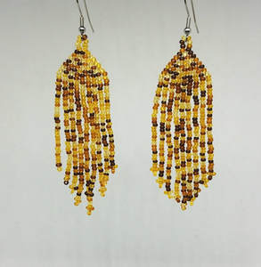 Ivory and Yellow Seed Bead Fringe <b>Earrings</b> Bohemian Style Fashion hoop <b>earrings</b> Design for Parties Gifts Engagements - Product Image 4