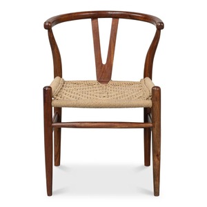 Silla de Comedor de Madera de Teca Ecológica de Alta Calidad con Respaldo y Asiento de Cordón de Papel Tejido a Mano, Estilo Escandinavo Moderno para Hostelería - Product Image 3