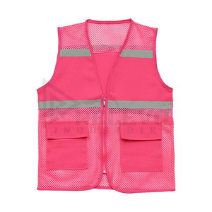 Gilet de sécurité haute visibilité personnalisé Relevo en maille polyester avec bandes réfléchissantes, unisexe, vêtements de travail avec poches et fermeture éclair sur le devant - Product Image 3