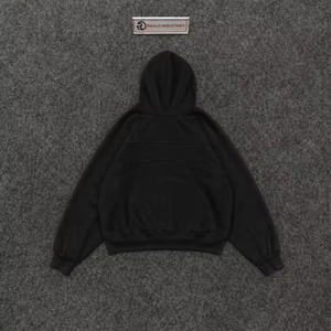 Sudadera con Capucha Negra Oversize de Estilo Urbano, de Tejido Grueso, con Diseño de Paneles y Costuras, Bolsillos Utilitarios Delanteros y Hombros Caídos - Product Image 6