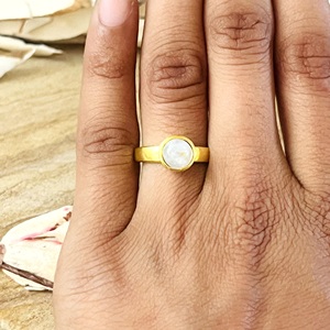 High Demand Boho Moonstone <b>Ring</b> Minimalist Brass Jewelry <b>Ring</b> for Women 18k Gold Plated <b>Dainty</b> Band <b>Ring</b> for Wholesale/OEM/ODM - Product Image 5