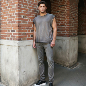 Camiseta sin mangas vintage de estilo urbano para hombre, top corto y holgado de algodón pesado de 270 g, chaleco desgastado lavado, camiseta sin mangas para hombre - Product Image 3