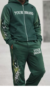 Ensemble Homme Hiver Haute Qualité Respirant Décontracté Imprimé Floqué Col à Capuche Entièrement Zippé en Polaire Tricoté Sans Couture Thermocollé Épais - Product Image 5