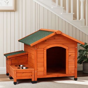 Cuccia Rettangolare per Animali Domestici 88x106x77cm per Esterni e Interni con Ciotola per Cibo e Contenitore Portaoggetti - Product Image 4