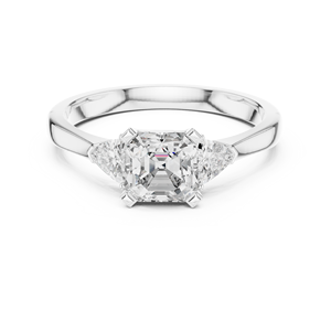 Pretty Square Octagon & Trillion Cut Lab-Grown Diamond <b>Ring</b> For Women GRA Certified Women Jewelry <b>Crafted</b> From 14k White Gold - Product Image 1