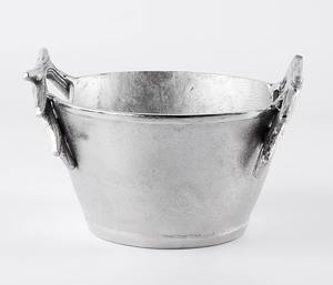 Cubo de Hielo de Aluminio Fundido Plateado Hecho a Mano, Libre de BPA, Ecológico, con Asas Rústicas de Cuerno de Ciervo, Elegante Tazón de Metal - Product Image 6