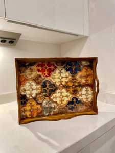 Personalized Handmade <b>Wooden</b> <b>Serving</b> <b>Tray</b> Rectangle Bohemian Pattern Enamel Coated <b>serving</b> <b>Tray</b> Design For Presents Home Decor - Product Image 3
