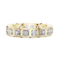 Cincin berlian hasil lab potongan Asscher 2 karat dengan cincin berlian hasil lab potongan Asscher 4,20 mm bertahtakan bezel senada, emas kuning 14 karat