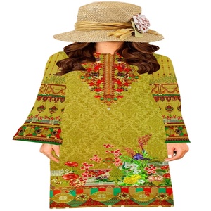 Tissus élégants et raffinés, vêtements décontractés en lin pakistanais et indien, chemise longue élégante pour tous les jours, occasions de fête, vêtements ethniques - Product Image 1