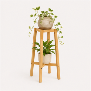 Support à plantes en bois écologique à 2 niveaux, intérieur/extérieur, durable, moderne, étagère à plantes multi-niveaux pour usage en jardin - Product Image 5