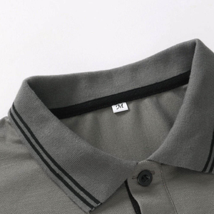 Polo rayé pour homme à manches courtes, color-block, décontracté, tricoté, motif blanc et bleu, coupe classique - Product Image 3
