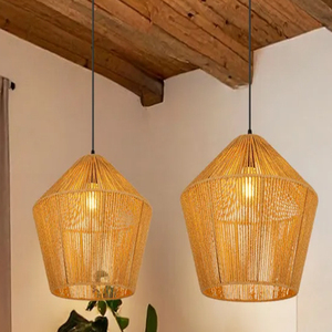 Paper <b>Rope</b> Woven Pendant Light Restaurants Decor Natural Wicker <b>Lighting</b> Fixture 100% Handmade - Product Image 2