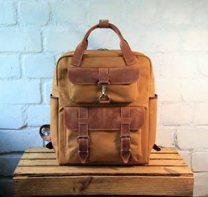Leather <b>Canvas</b> Backpack Modern <b>Canvas</b> Travel <b>Laptop</b> <b>Bag</b> Wholesale OEM Factory Direct LCB-0080 - Product Image 1