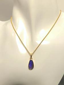 Natural Boulder <b>Opal</b> Pendant 925 Sterling Silver 14K Gold Plated Blue <b>Opal</b> Handmade Gemstone Jewelry Women - Product Image 4