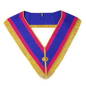 Collier de cérémonie maçonnique vintage rectangulaire de haute qualité avec franges dorées – Ruban de col de qualité supérieure - Product Image 1