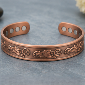 Luxury Embossed Motorbike Magnetic Pure Copper <b>Bangle</b> Metal Jewelry Exquisite Design Promotional Novelty Gift - Product Image 2