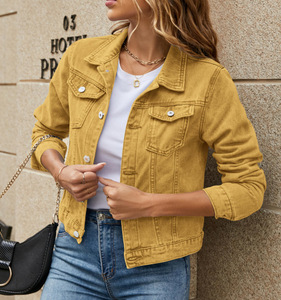 <b>Women's</b> Fashion Slim Denim <b>Jacket</b> with Flip Collar Solid Color Casual Long Sleeve Fit Jean <b>Jacket</b> Coat with Pockets for Autumn - Product Image 5