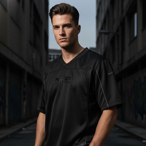 Maillot de football américain haut de gamme, tissu performant cousu, respirant, col en V, nom et numéro d'équipe personnalisés imprimés - Product Image 6
