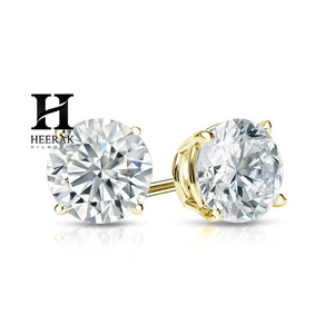 IGI GIA Certified Lab Grown Diamond <b>Stud</b> <b>Earrings</b> 14K Gold Round Brilliant Cut Solitaire <b>Earrings</b> - Product Image 4
