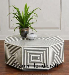 Table basse de salon contemporaine faite à la main de qualité artisanale naturelle incrustée d'os avec côté de style fantaisie pour la vente à l'exportation - Product Image 4