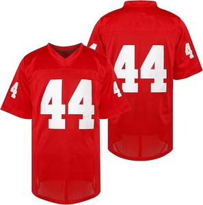 Camiseta de Fútbol Americano Roja Personalizada para Hombre, Cuello en V, Manga Corta, Malla Transpirable, Número 44 Impreso, Ropa Deportiva de Equipo - Product Image 1