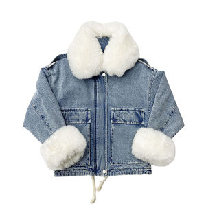 High Quality Women's Denim Bomber Jacket With Fur Collar And Cuffs <b>Winter</b> Warm <b>Thick</b> Solid Color Windproof Denim Short <b>Coat</b> - Product Image 1