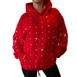 Sudadera con Capucha de Lujo Personalizada al por Mayor con Pedrería, Sudadera Oversize con Cristales Brillantes, Estilo Urbano Unisex para Hombre y Mujer - Product Image 6