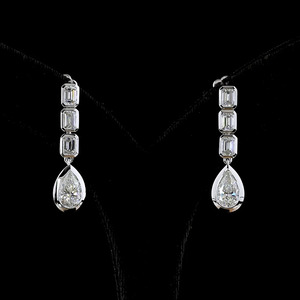 ต่างหูเพชรทรงหยดน้ำและทรงลูกแพร์เจียระไนแบบ Emerald Cut เพชรเพาะเลี้ยงในห้องปฏิบัติการ ทอง 10K 14K 18K เงิน 925 935 หรูหรา ทันสมัย ของขวัญสำหรับงานหมั้น - Product Image 1