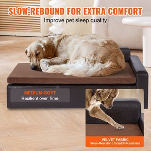 Divano per cani di grandi dimensioni e divano letto per gatti 110 libbre capacità di carico in morbida pelle letto per animali domestici nero-per cani e gatti di grossa taglia - Product Image 4