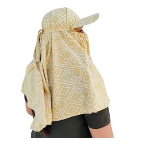 Voile de protection solaire pour femmes avec casquette, motif géométrique, long foulard en polyester, style été - Product Image 3