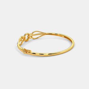 <b>Infinity</b> Knot Diamond Gold Open Cuff Bangle - Product Image 4