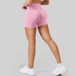 High Waist <b>Compression</b> <b>Shorts</b> for <b>Women</b> Solid Color Breathable Knitted Sporty Fit Spandex Nylon Elastic Waist - Product Image 3